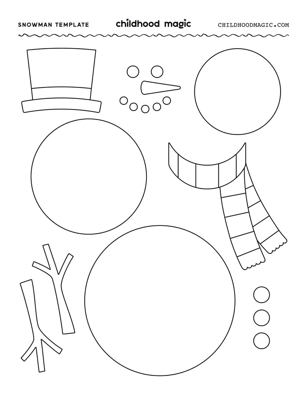 snowman template- free printable - childhood magic